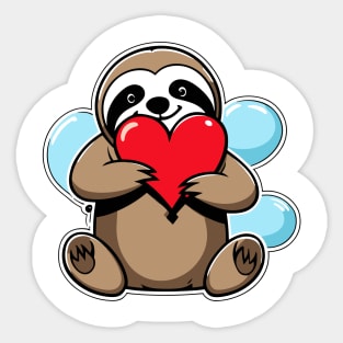 Sloth Heart Balloon - Valentines Day Sticker